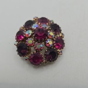 Albert Weiss Gold and Purple Crystal Brooch